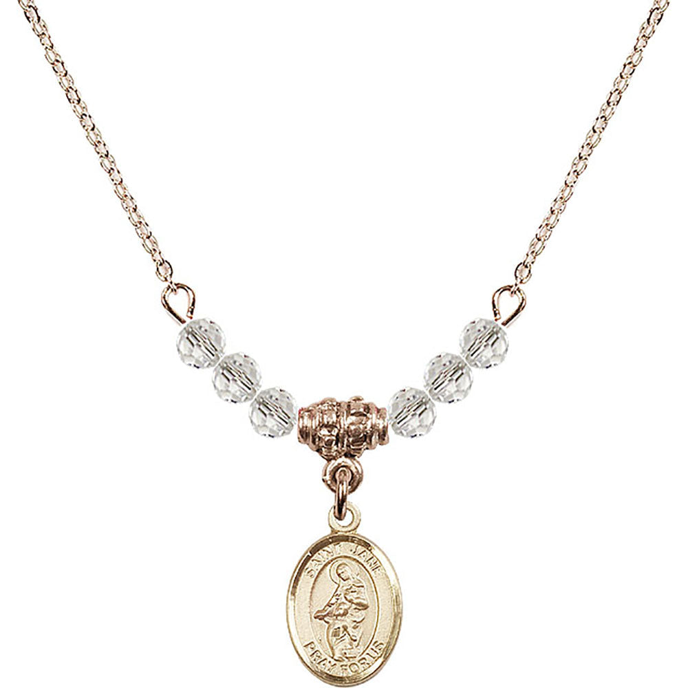 14kt Gold Filled Saint Jane of Valois Birthstone Necklace with Crystal Beads - 9029