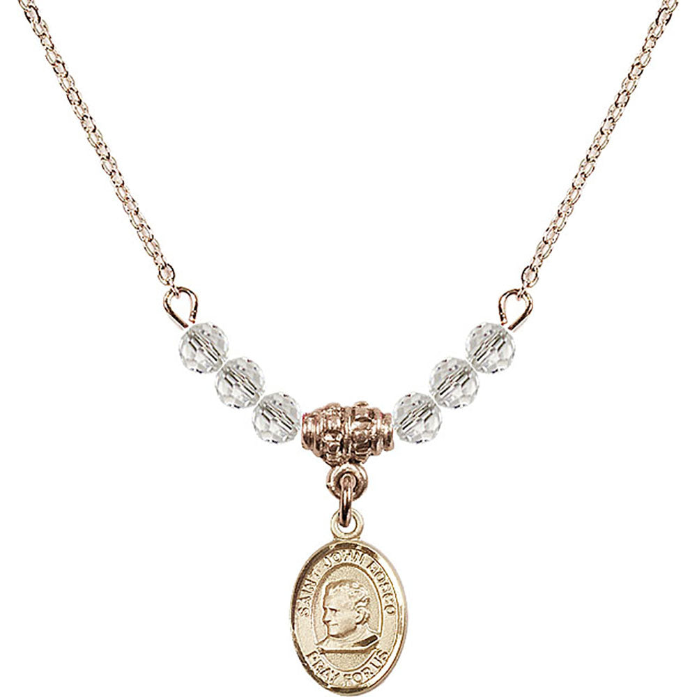 14kt Gold Filled Saint John Bosco Birthstone Necklace with Crystal Beads - 9055