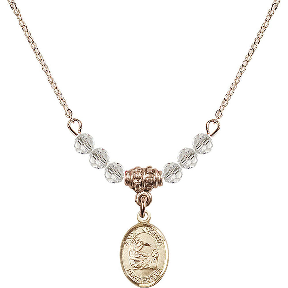 14kt Gold Filled Saint Joshua Birthstone Necklace with Crystal Beads - 9059