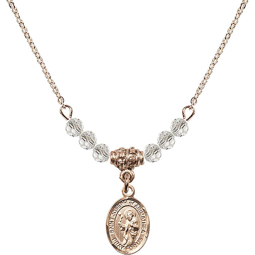 14kt Gold Filled Saint Joseph of Arimathea Birthstone Necklace with Crystal Beads - 9300