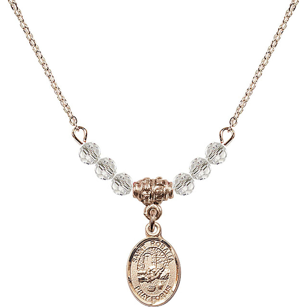 14kt Gold Filled Saint Rosalia Birthstone Necklace with Crystal Beads - 9309