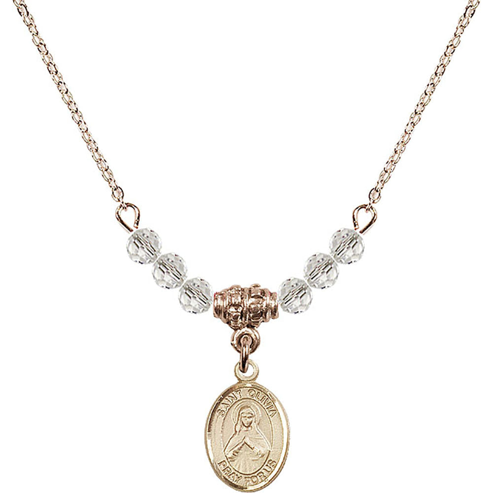 14kt Gold Filled Saint Olivia Birthstone Necklace with Crystal Beads - 9312