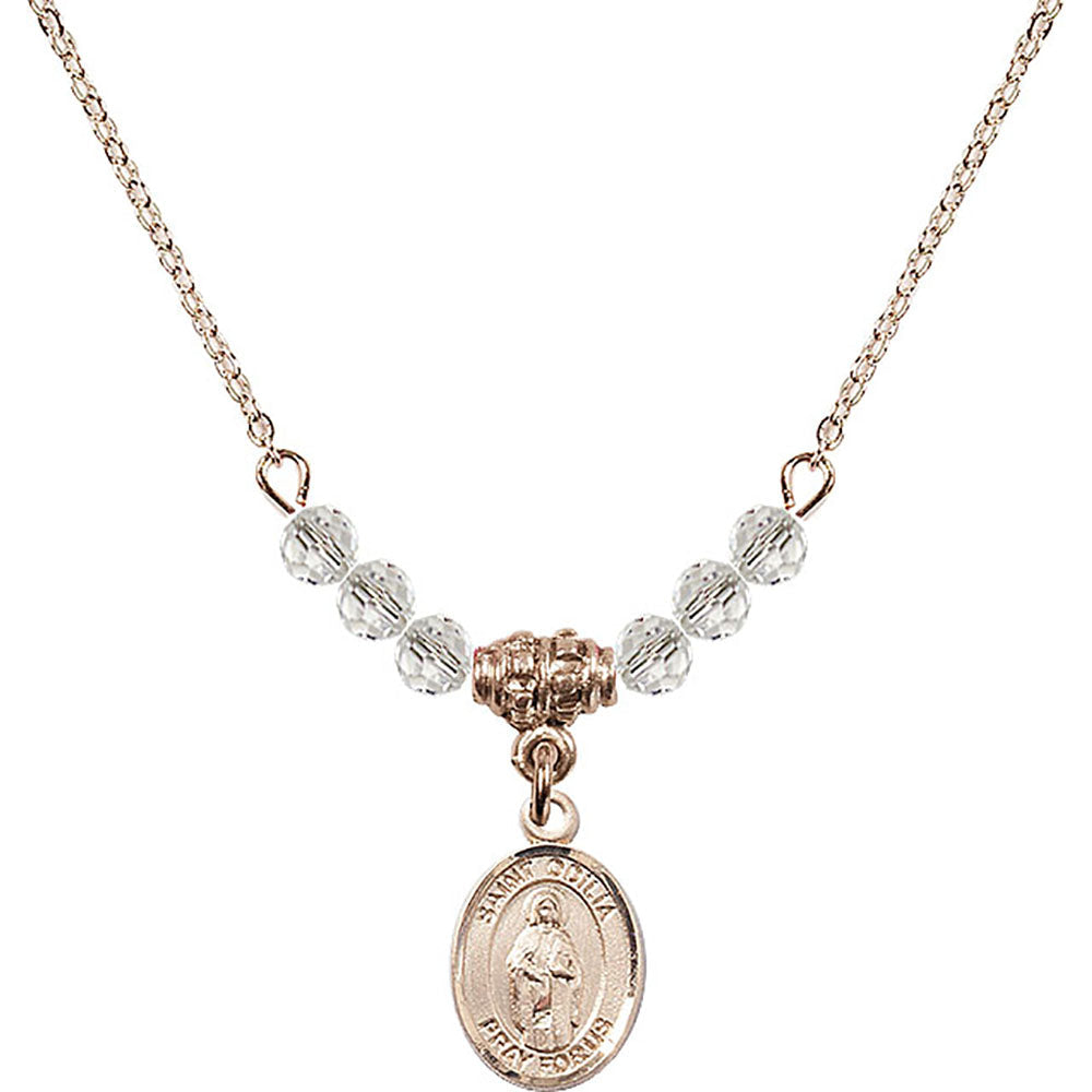 14kt Gold Filled Saint Odilia Birthstone Necklace with Crystal Beads - 9319