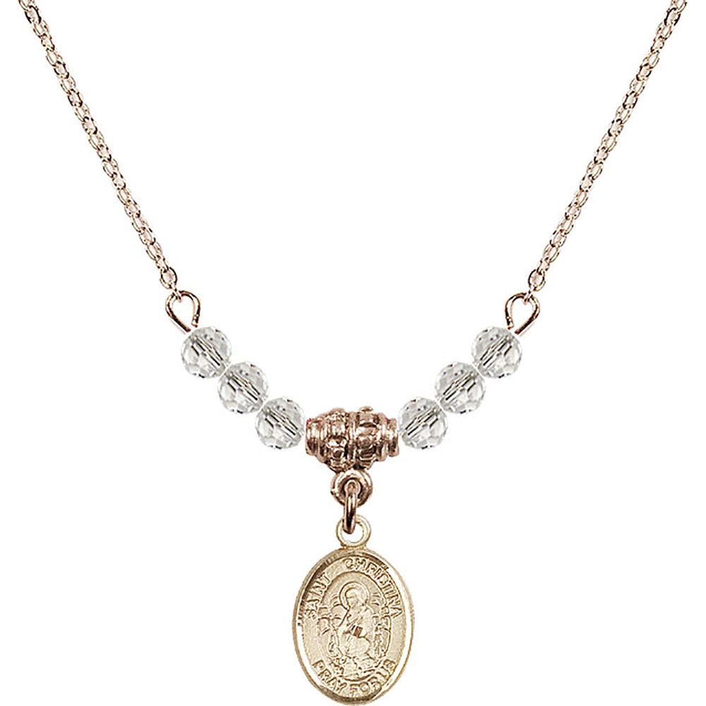 14kt Gold Filled Saint Christina the Astonishing Birthstone Necklace with Crystal Beads - 9320