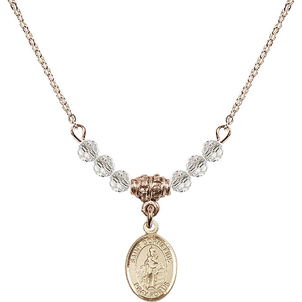 14kt Gold Filled Saint Cornelius Birthstone Necklace with Crystal Beads - 9325