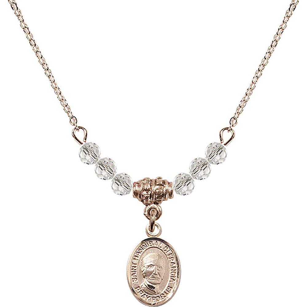 14kt Gold Filled Saint Hannibal Birthstone Necklace with Crystal Beads - 9327