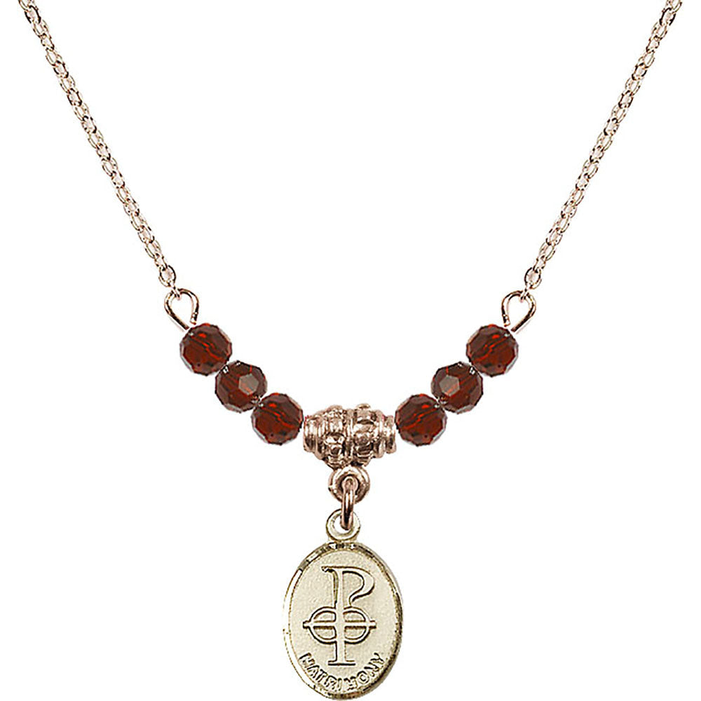 14kt Gold Filled Matrimony Birthstone Necklace with Garnet Beads - 0969