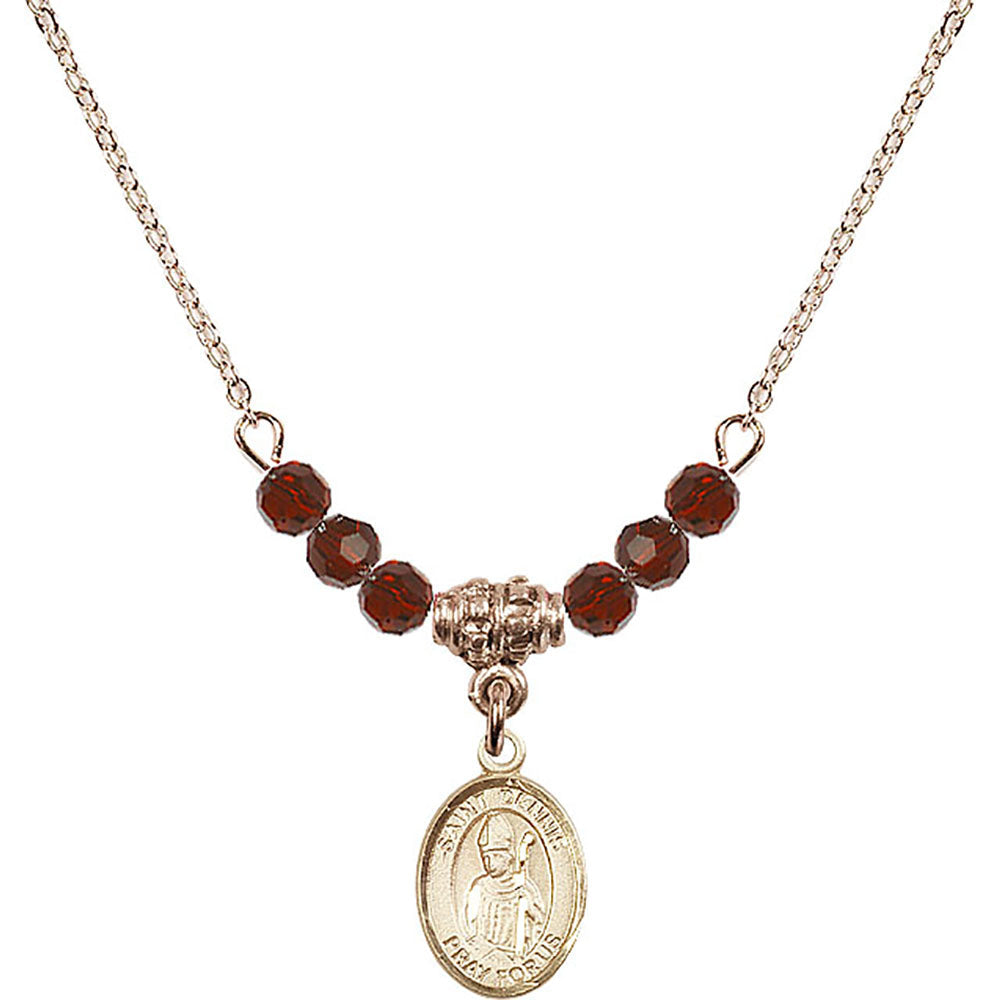 14kt Gold Filled Saint Dennis Birthstone Necklace with Garnet Beads - 9025