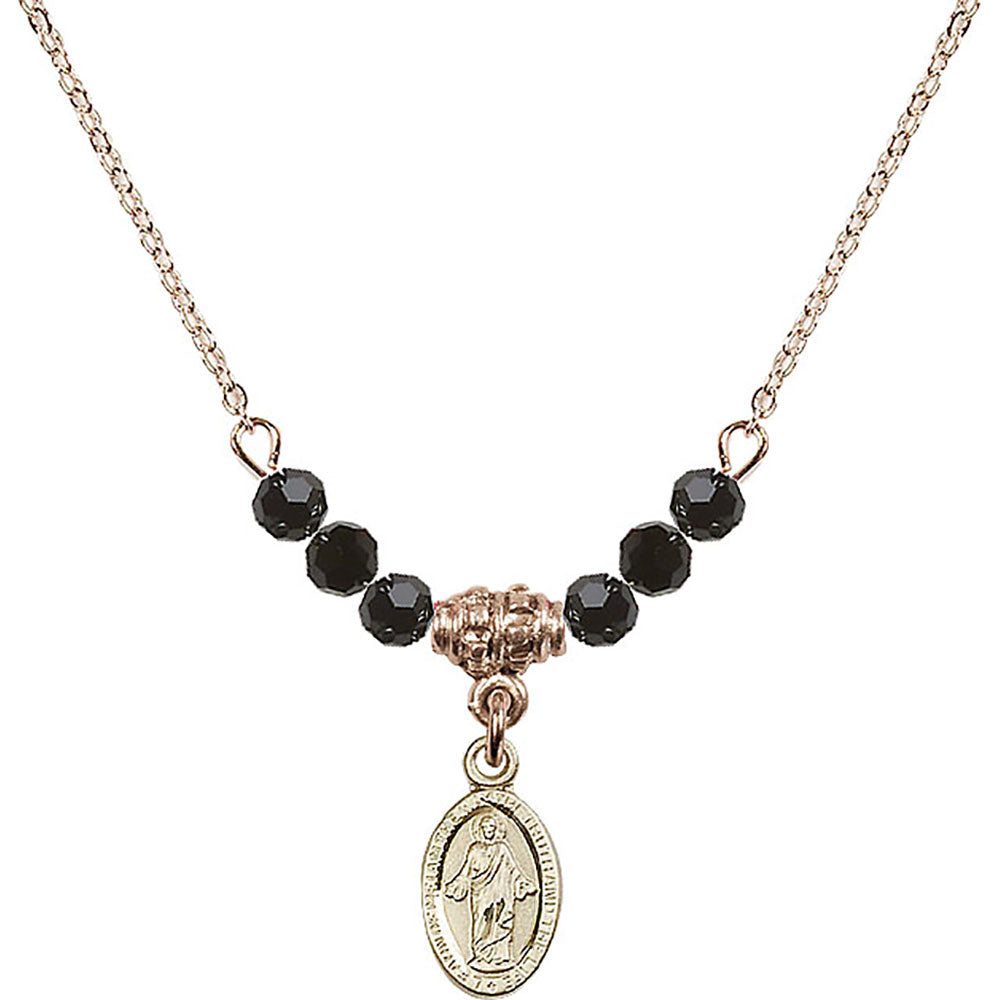 14kt Gold Filled Scapular Birthstone Necklace with Jet Beads - 4121