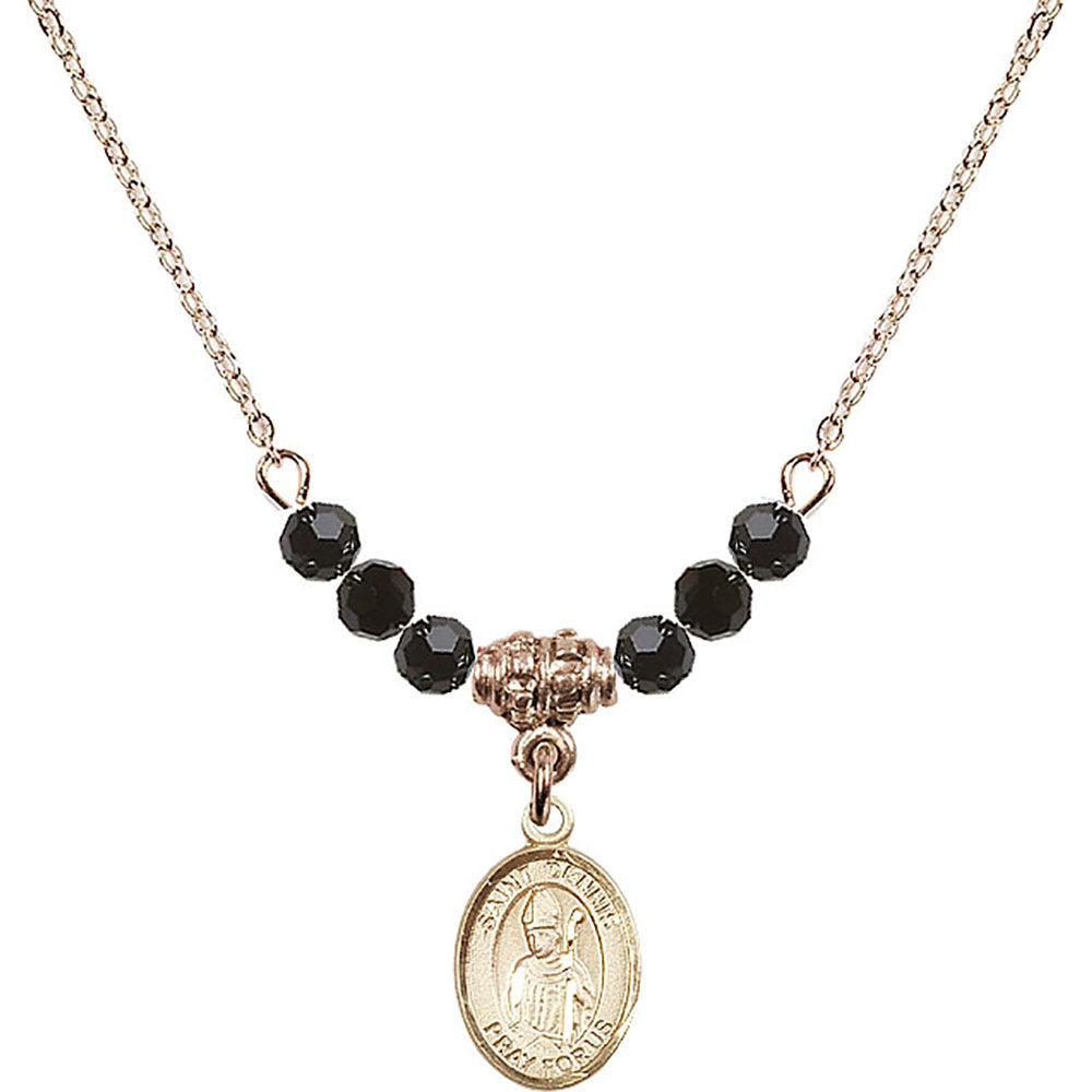 14kt Gold Filled Saint Dennis Birthstone Necklace with Jet Beads - 9025