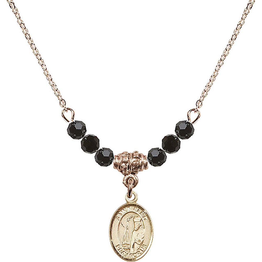 14kt Gold Filled Saint Elmo Birthstone Necklace with Jet Beads - 9031