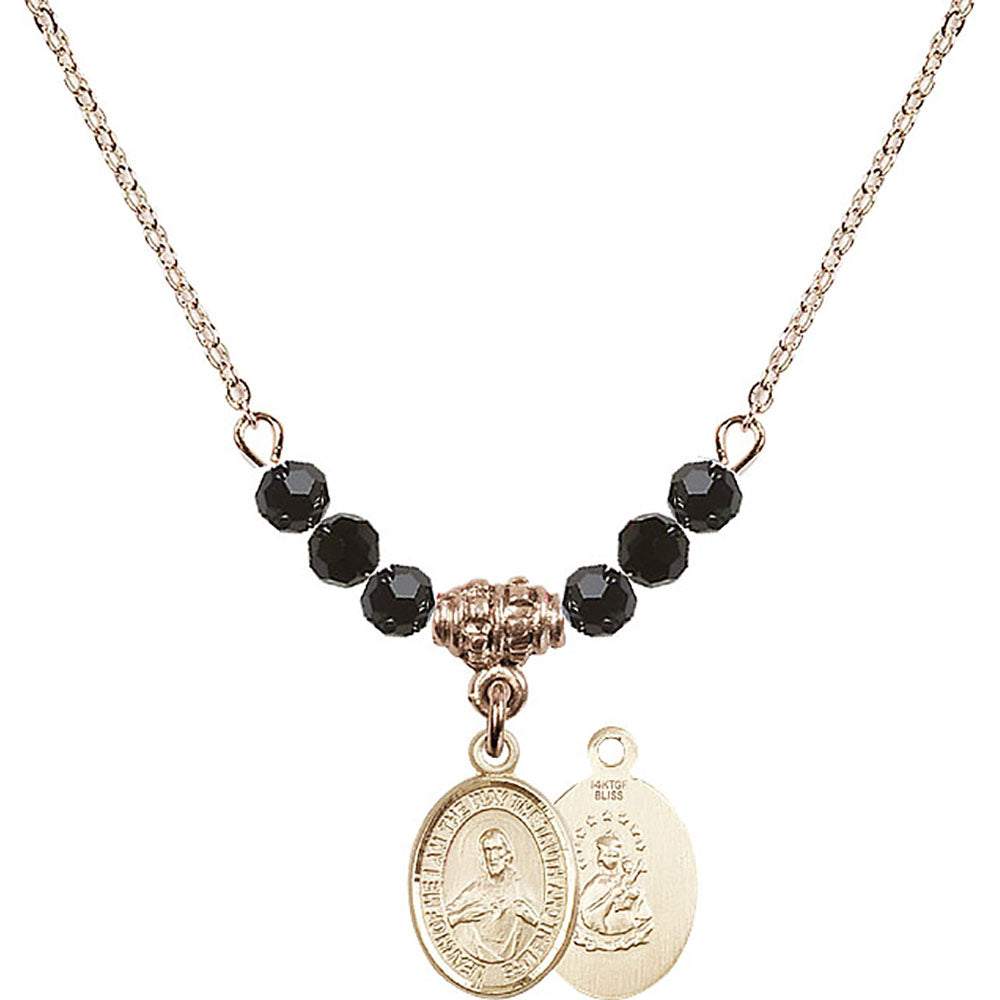 14kt Gold Filled Scapular Birthstone Necklace with Jet Beads - 9098
