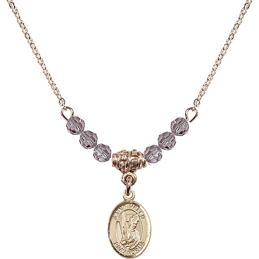 14kt Gold Filled Saint Helen Birthstone Necklace with Light Amethyst Beads - 9043