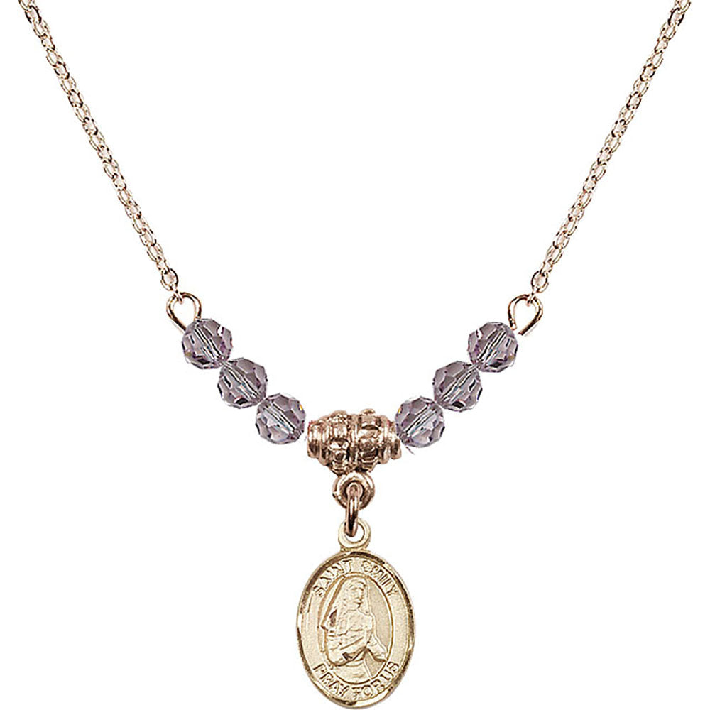 14kt Gold Filled Saint Emily de Vialar Birthstone Necklace with Light Amethyst Beads - 9047
