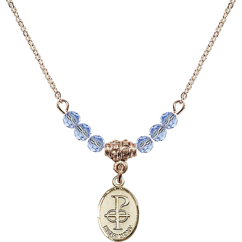 14kt Gold Filled Matrimony Birthstone Necklace with Light Sapphire Beads - 0969