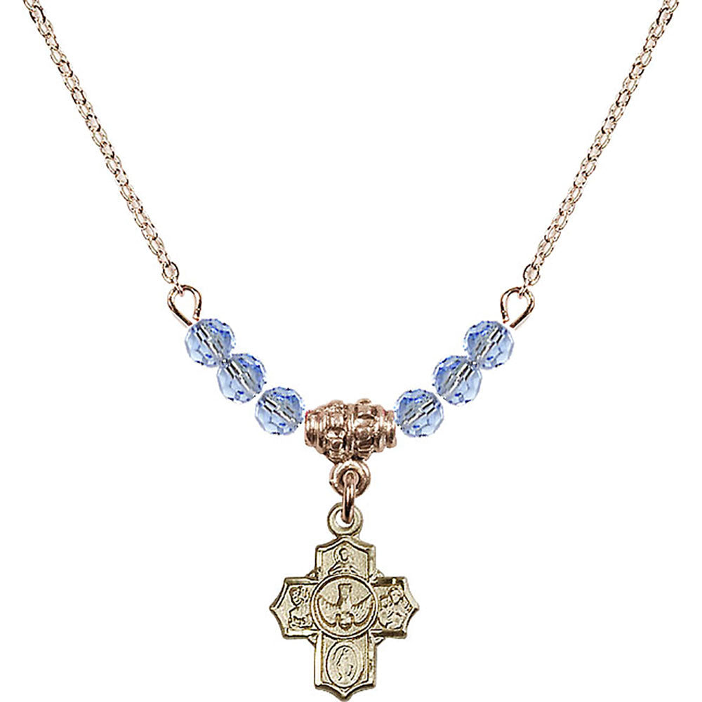 14kt Gold Filled 5-Way Birthstone Necklace with Light Sapphire Beads - 3190