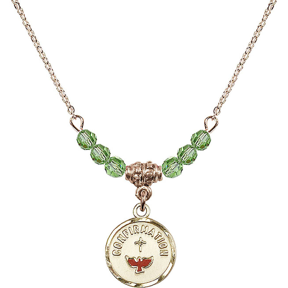 14kt Gold Filled Confirmation Birthstone Necklace with Peridot Beads - 0601
