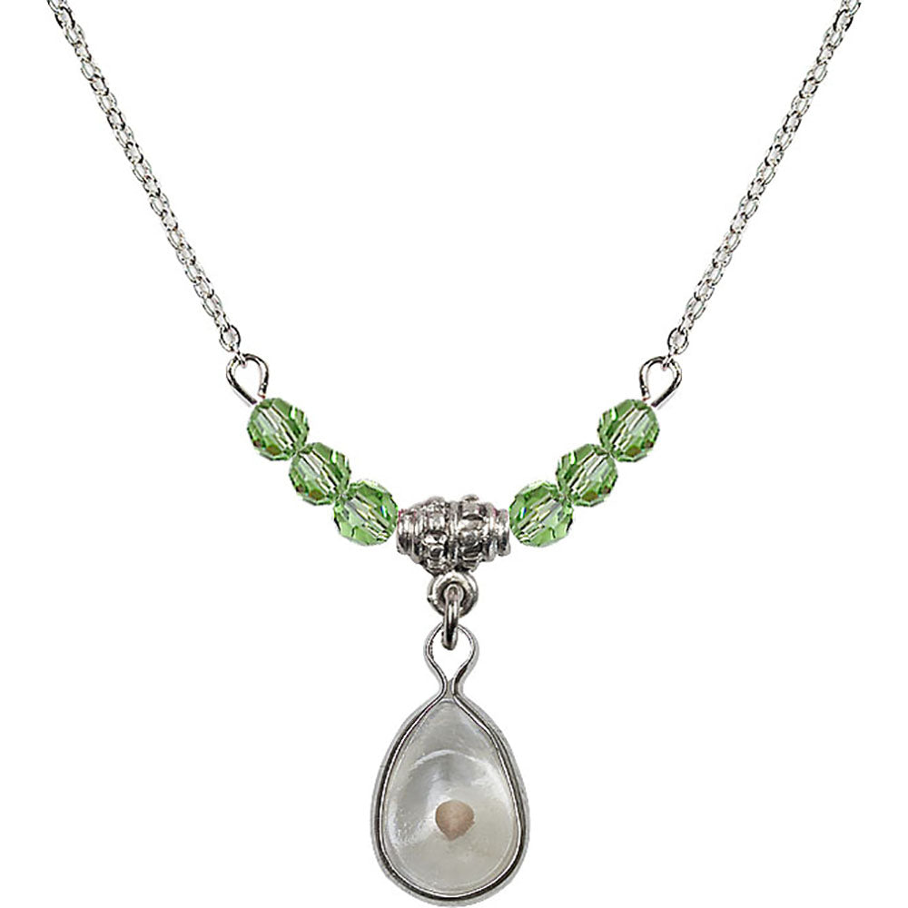 Sterling Silver Mustard Seed Birthstone Necklace with Peridot Beads - 1700