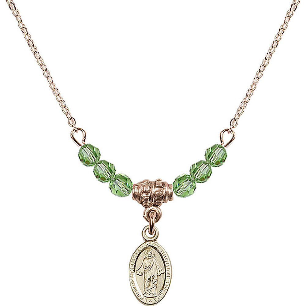 14kt Gold Filled Scapular Birthstone Necklace with Peridot Beads - 4121