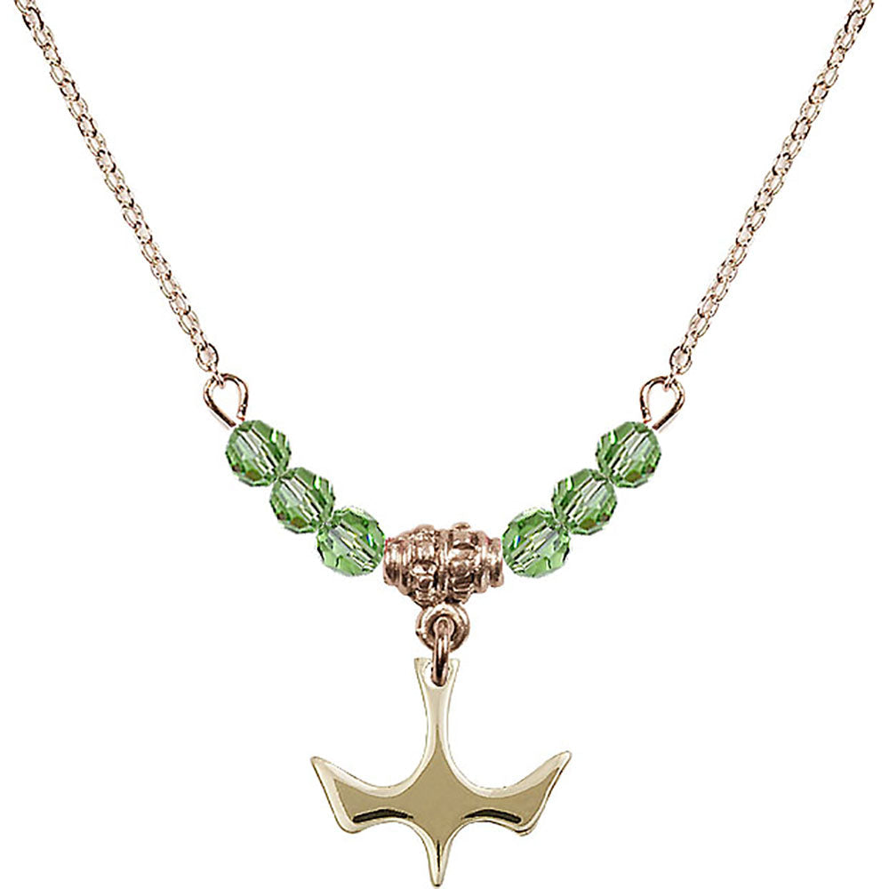 14kt Gold Filled Holy Spirit Birthstone Necklace with Peridot Beads - 5431