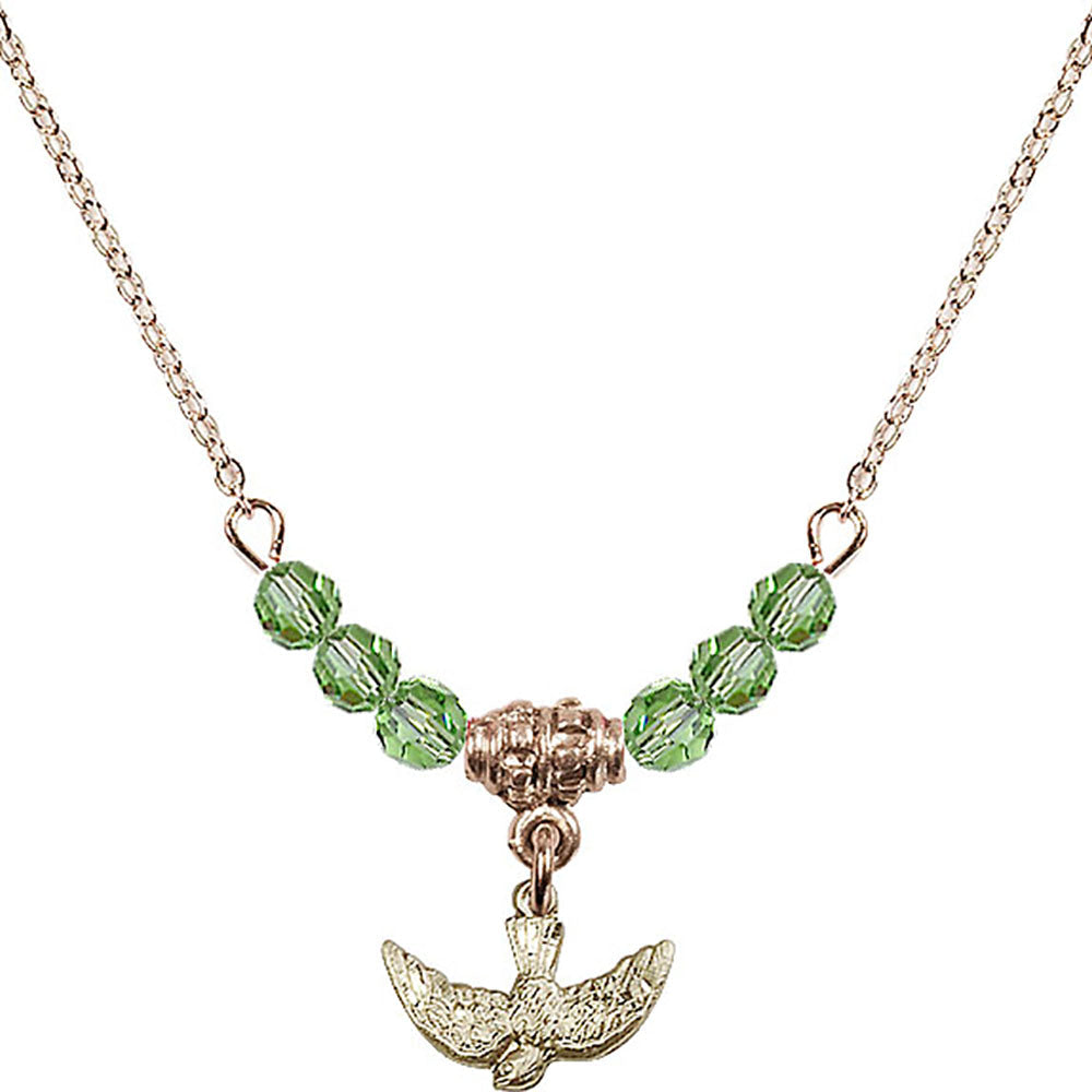 14kt Gold Filled Holy Spirit Birthstone Necklace with Peridot Beads - 5911