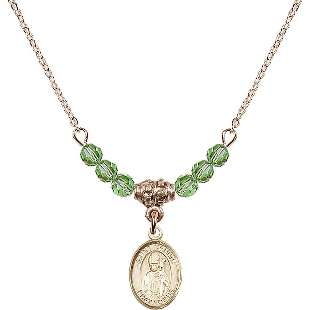 14kt Gold Filled Saint Dennis Birthstone Necklace with Peridot Beads - 9025