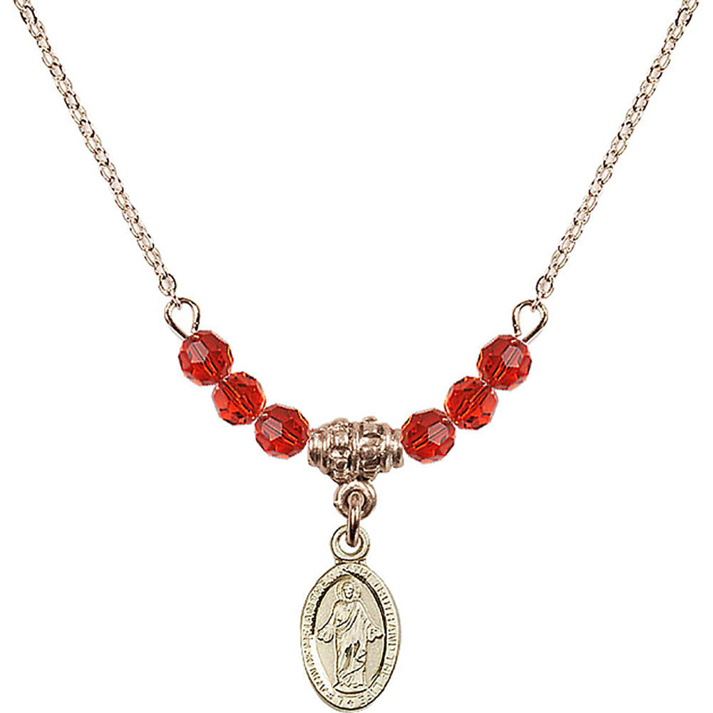 14kt Gold Filled Scapular Birthstone Necklace with Ruby Beads - 4121
