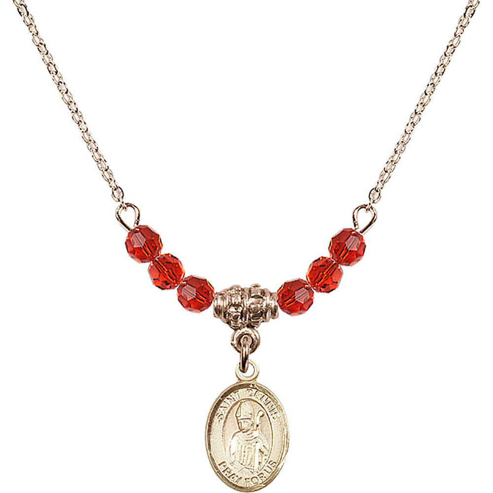 14kt Gold Filled Saint Dennis Birthstone Necklace with Ruby Beads - 9025