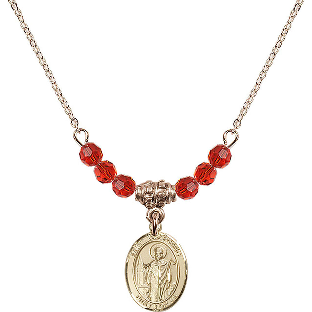 14kt Gold Filled Saint Wolfgang Birthstone Necklace with Ruby Beads - 9323