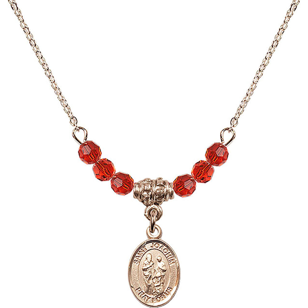 14kt Gold Filled Saint Joachim Birthstone Necklace with Ruby Beads - 9348