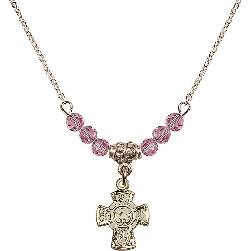 14kt Gold Filled 5-Way Birthstone Necklace with Rose Beads - 3145