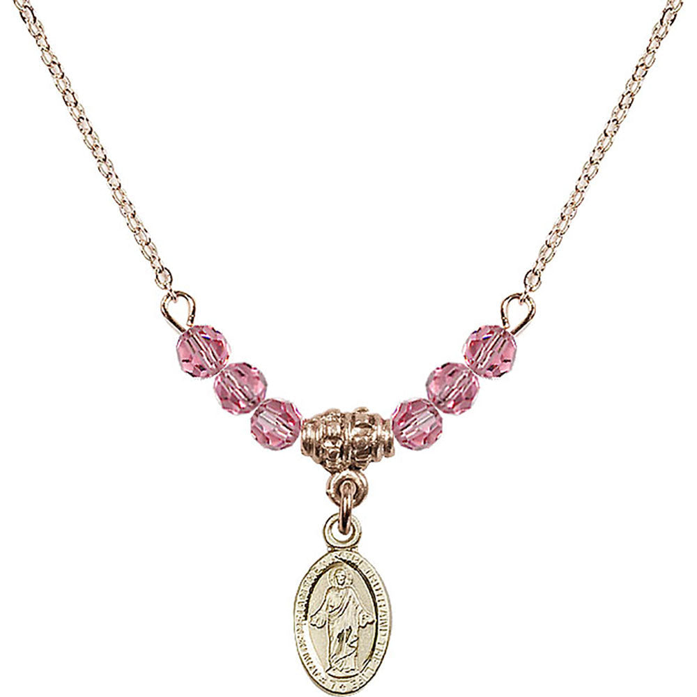 14kt Gold Filled Scapular Birthstone Necklace with Rose Beads - 4121