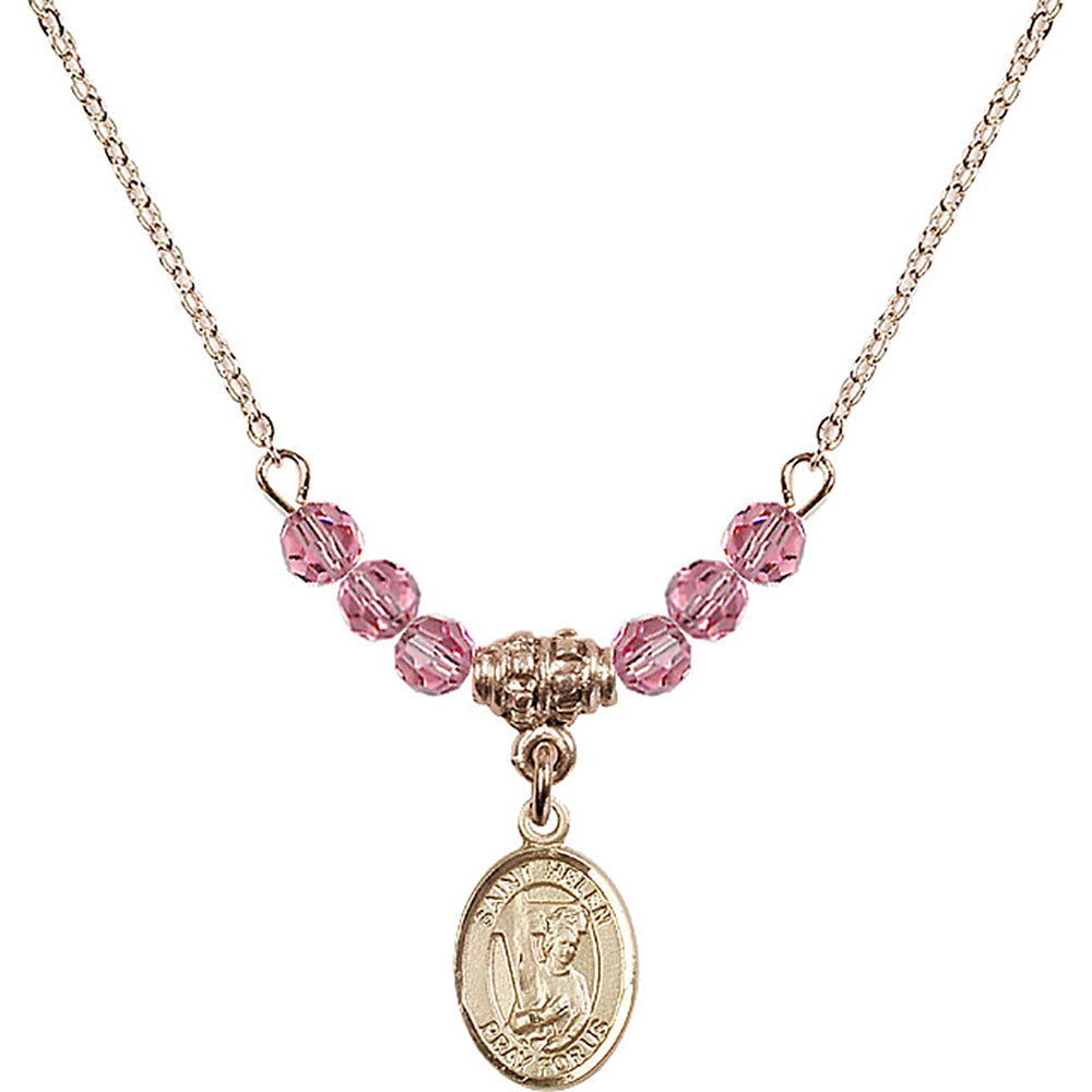 14kt Gold Filled Saint Helen Birthstone Necklace with Rose Beads - 9043