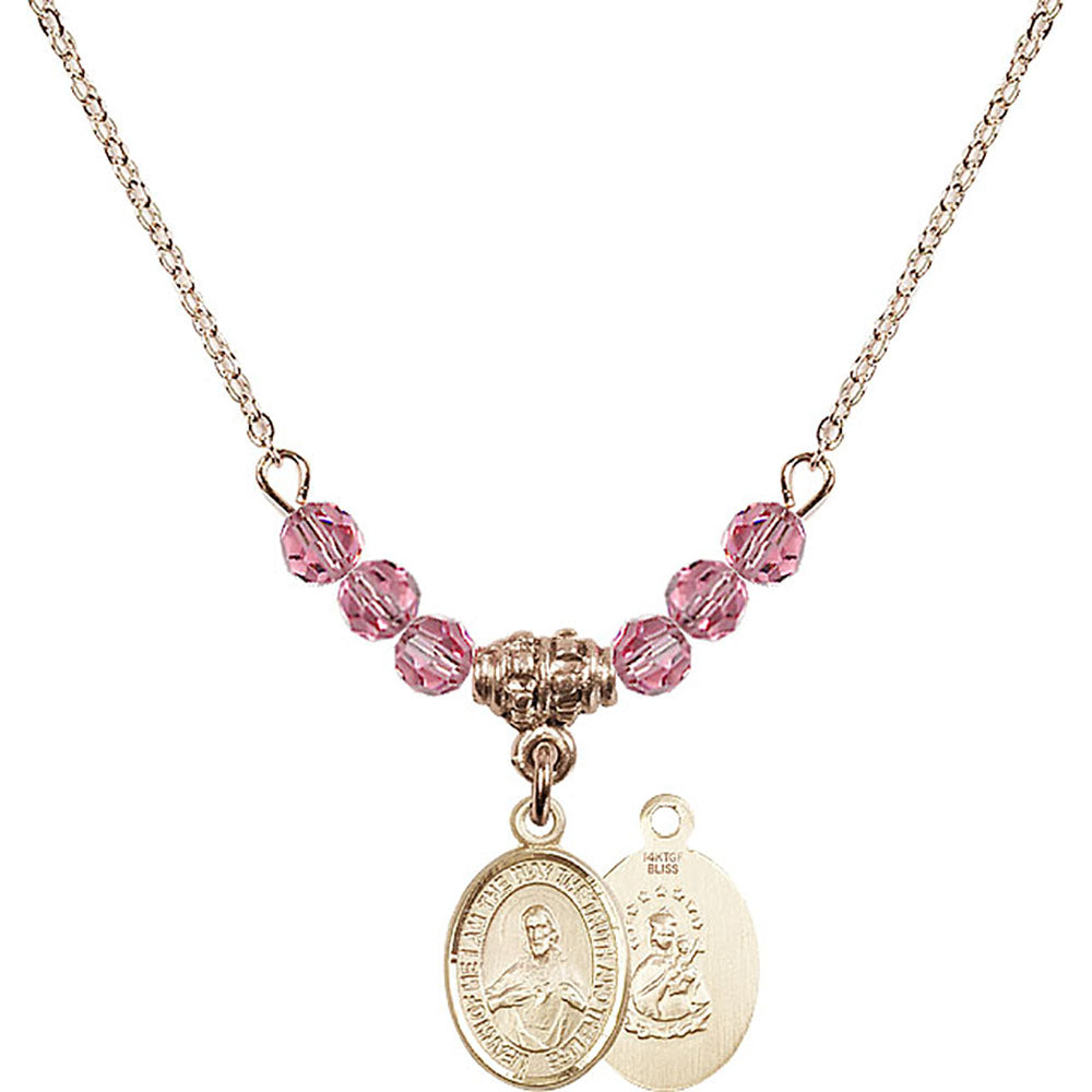 14kt Gold Filled Scapular Birthstone Necklace with Rose Beads - 9098