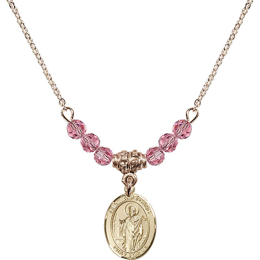 14kt Gold Filled Saint Wolfgang Birthstone Necklace with Rose Beads - 9323