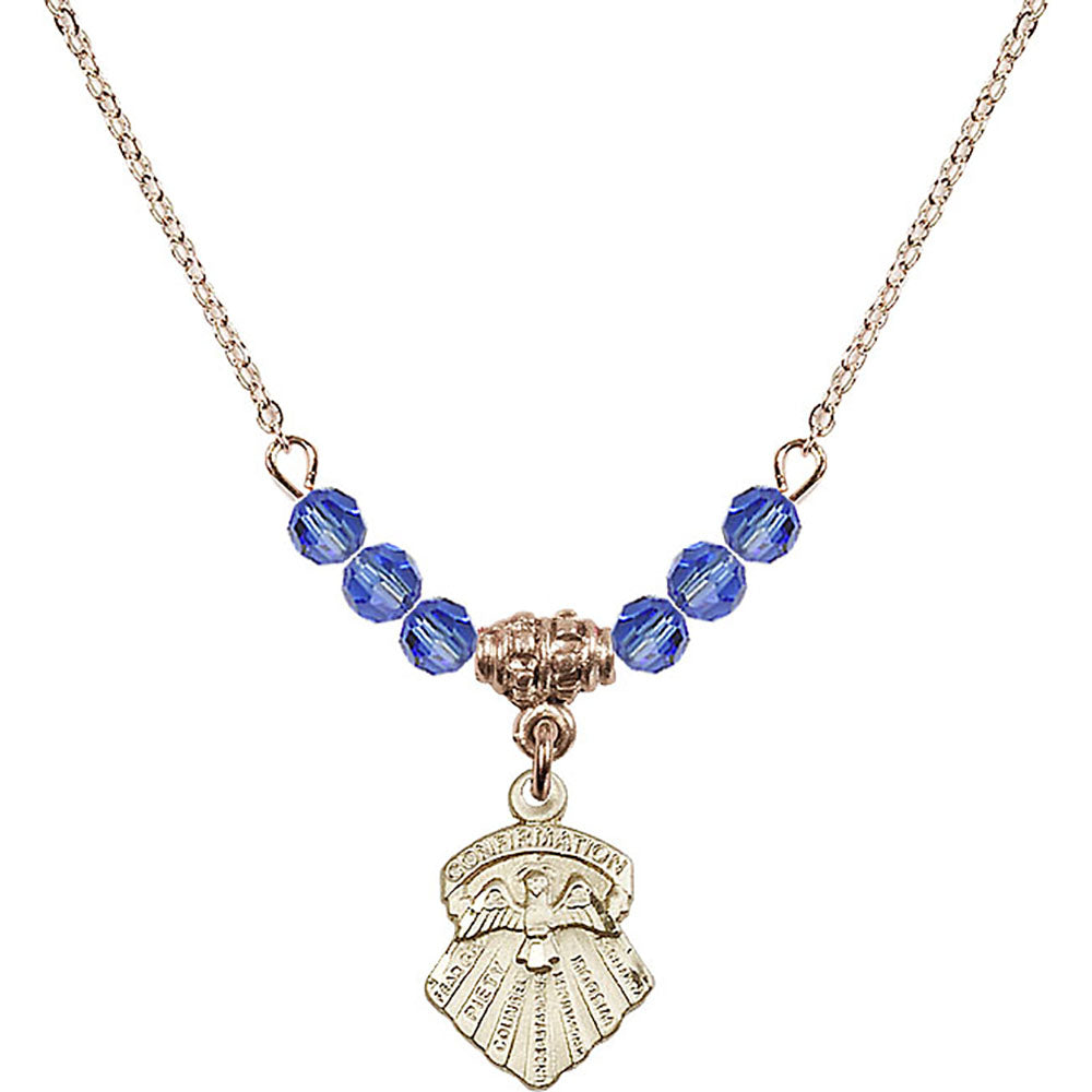 14kt Gold Filled Seven Gifts Birthstone Necklace with Sapphire Beads - 0887