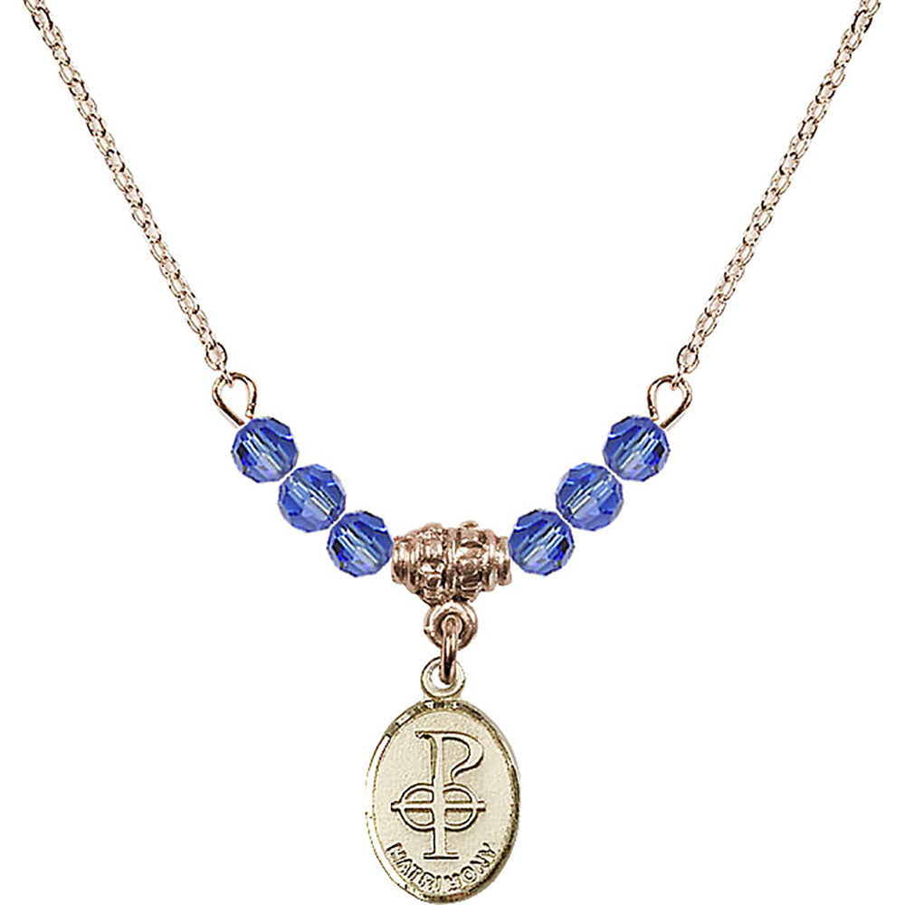14kt Gold Filled Matrimony Birthstone Necklace with Sapphire Beads - 0969