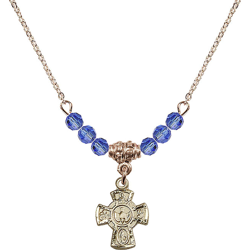 14kt Gold Filled 5-Way Birthstone Necklace with Sapphire Beads - 3145
