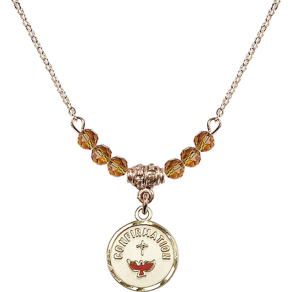 14kt Gold Filled Confirmation Birthstone Necklace with Topaz Beads - 0601