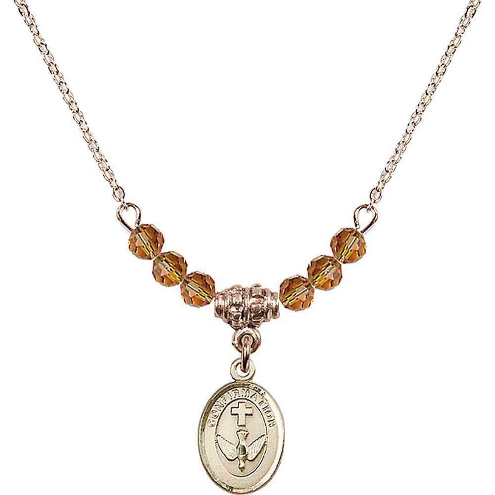 14kt Gold Filled Confirmation Birthstone Necklace with Topaz Beads - 0973