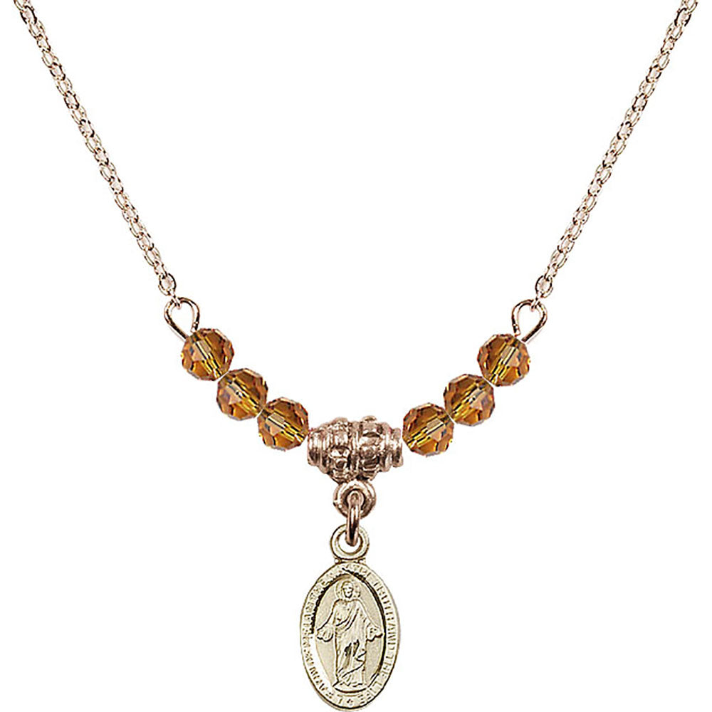 14kt Gold Filled Scapular Birthstone Necklace with Topaz Beads - 4121