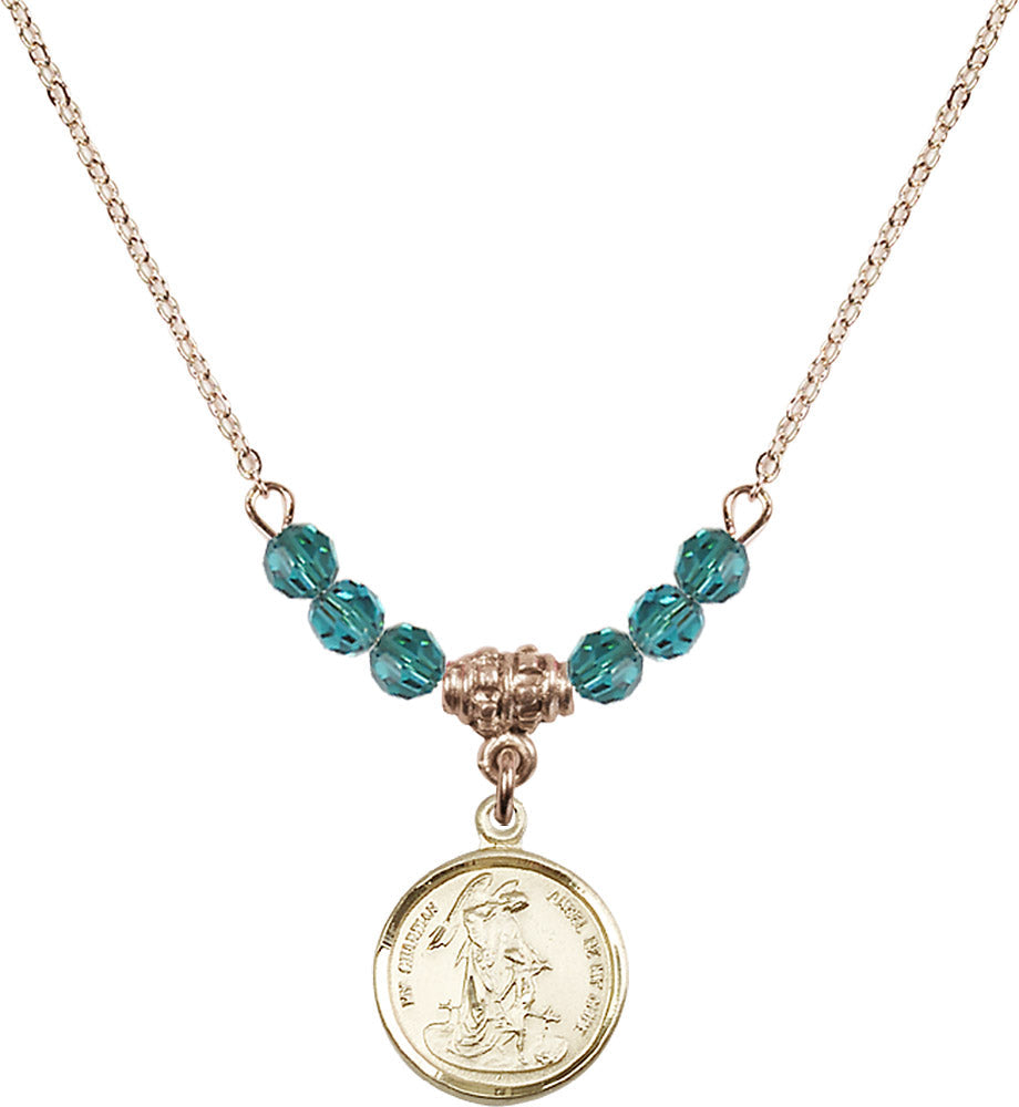 14kt Gold Filled Guardian Angel Birthstone Necklace with Zircon Beads - 0601