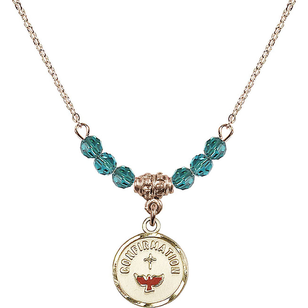 14kt Gold Filled Confirmation Birthstone Necklace with Zircon Beads - 0601