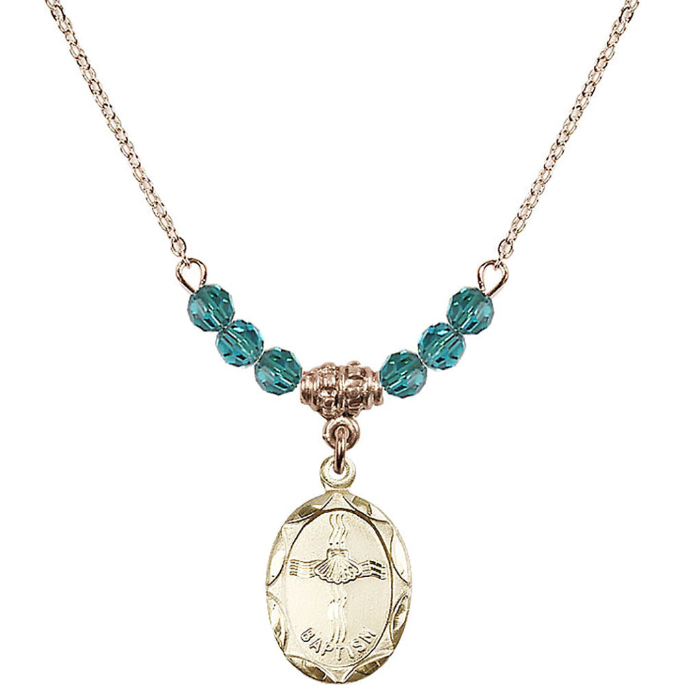 14kt Gold Filled Baptism Birthstone Necklace with Zircon Beads - 0612