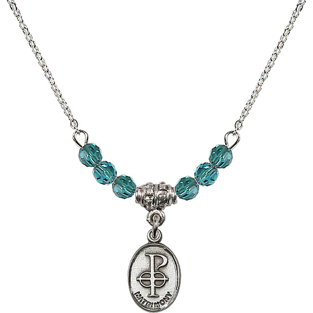 Sterling Silver Matrimony Birthstone Necklace with Zircon Beads - 0969