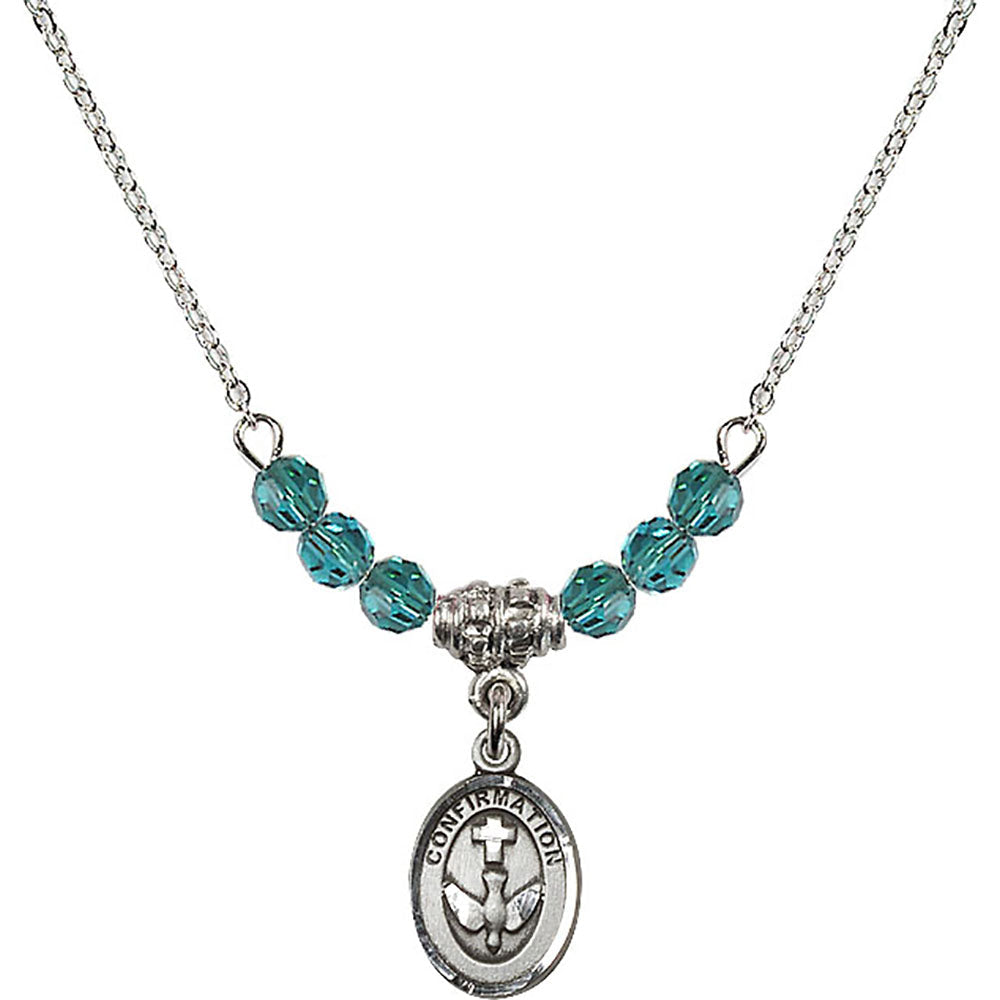 Sterling Silver Confirmation Birthstone Necklace with Zircon Beads - 0973