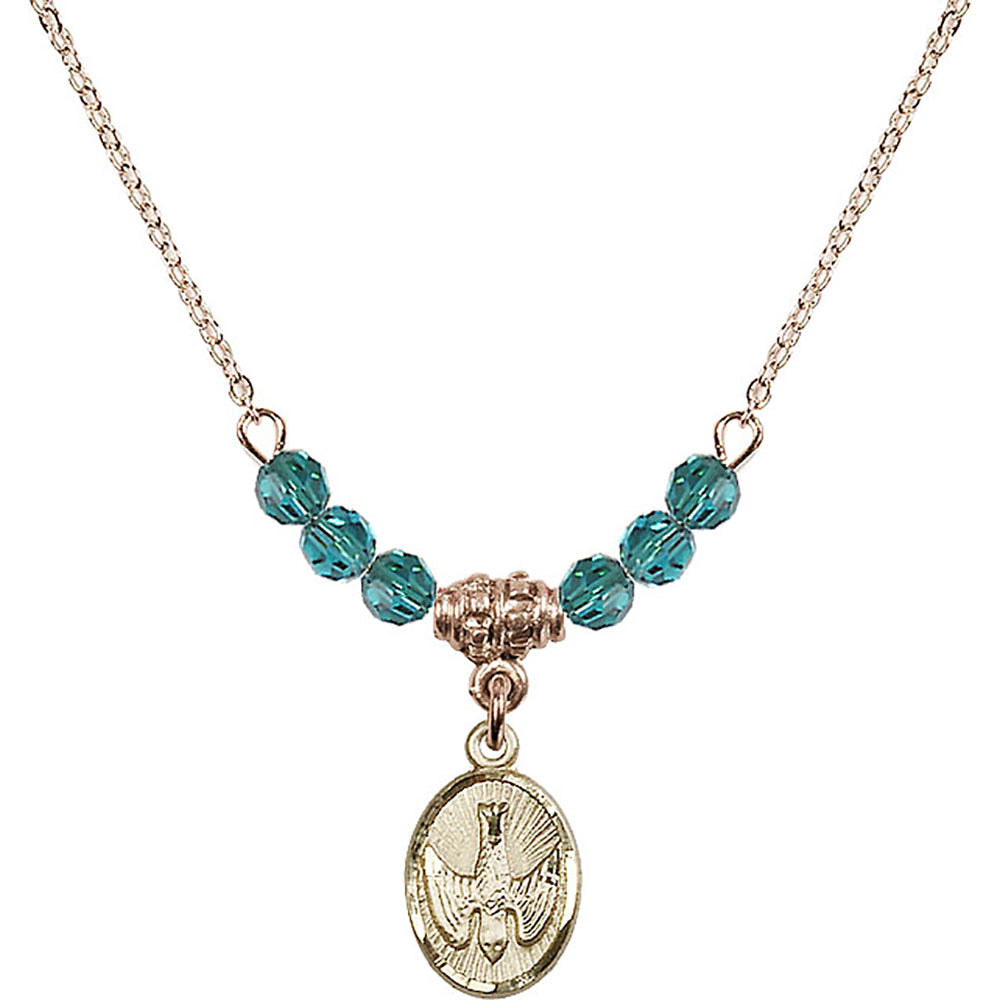 14kt Gold Filled Holy Spirit Birthstone Necklace with Zircon Beads - 0982