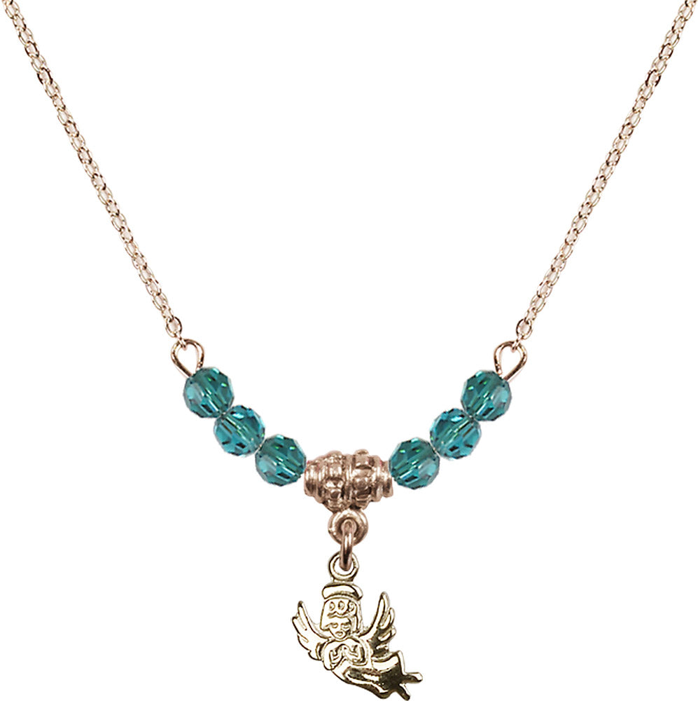 14kt Gold Filled Guardian Angel Birthstone Necklace with Zircon Beads - 2128