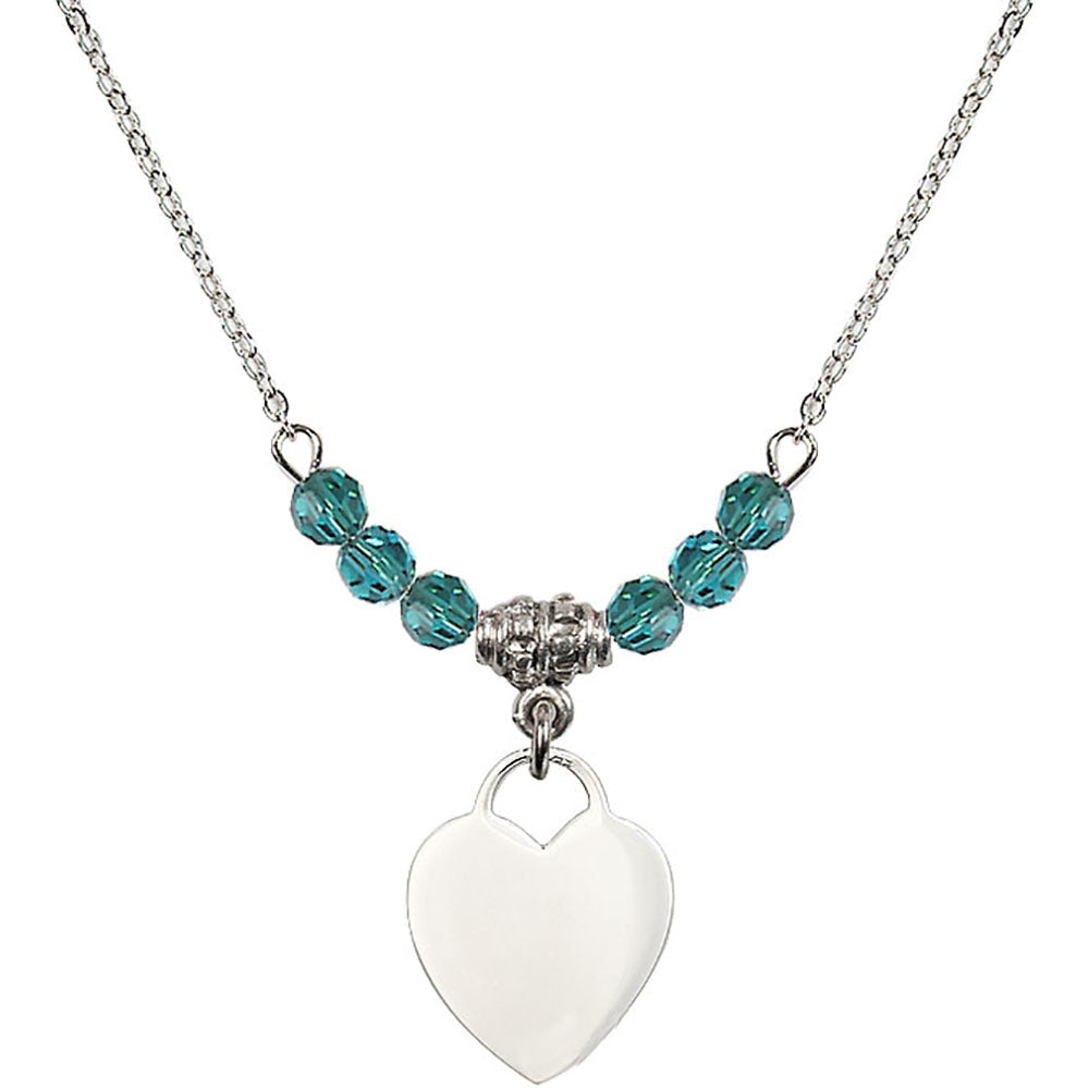 Sterling Silver Heart Birthstone Necklace with Zircon Beads - 3400
