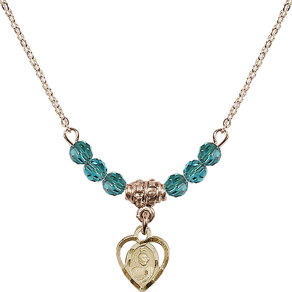 14kt Gold Filled Saint Jude Birthstone Necklace with Zircon Beads - 5404
